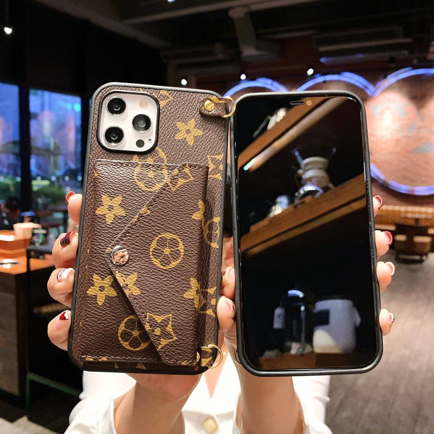 Oriseeasy iPhone case wallet with long strap