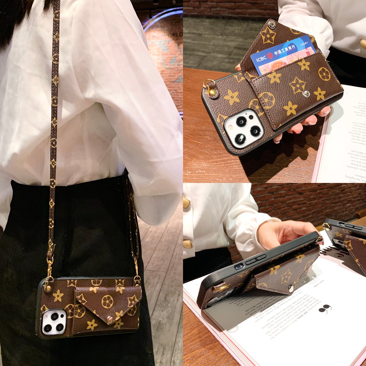 Oriseeasy iPhone case wallet with long strap