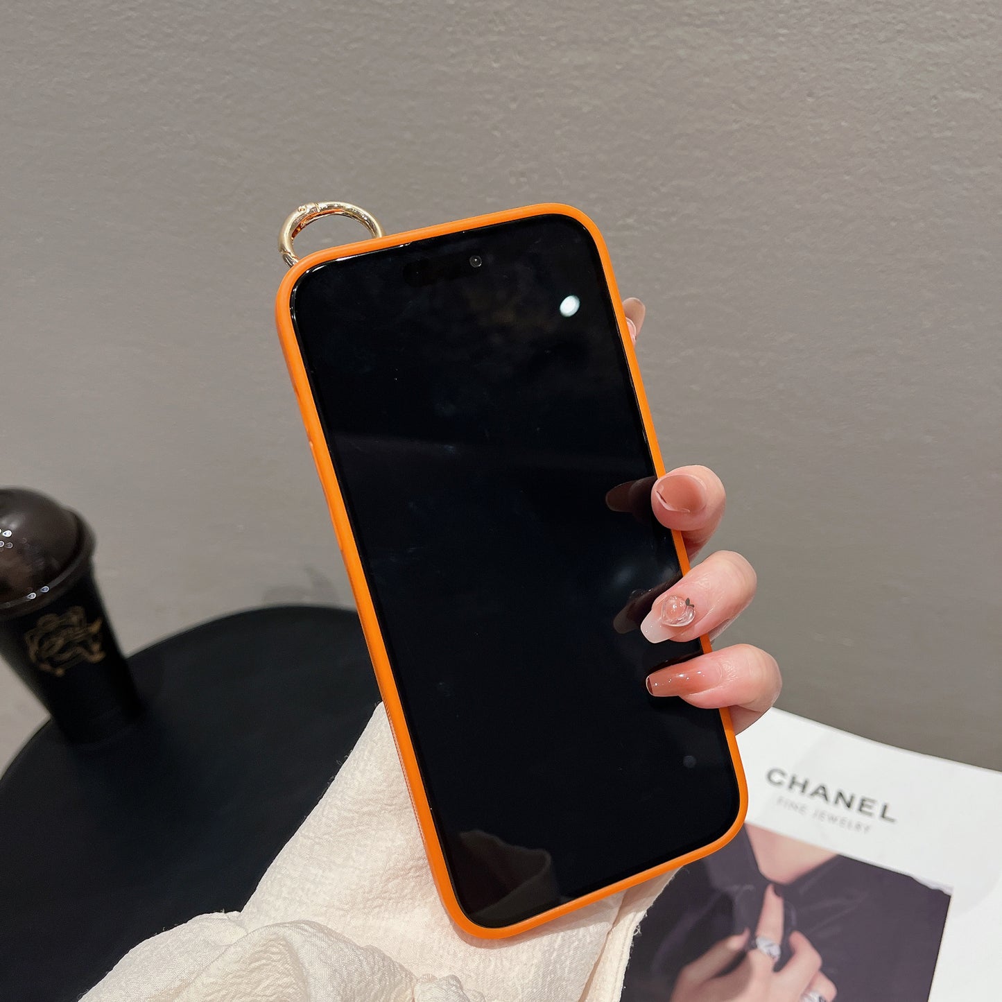 Orise Easy Crossbody case for Iphone with long strap ,PU Leather Strap Stand Bling Pearl Grip Holder Finger for girls women