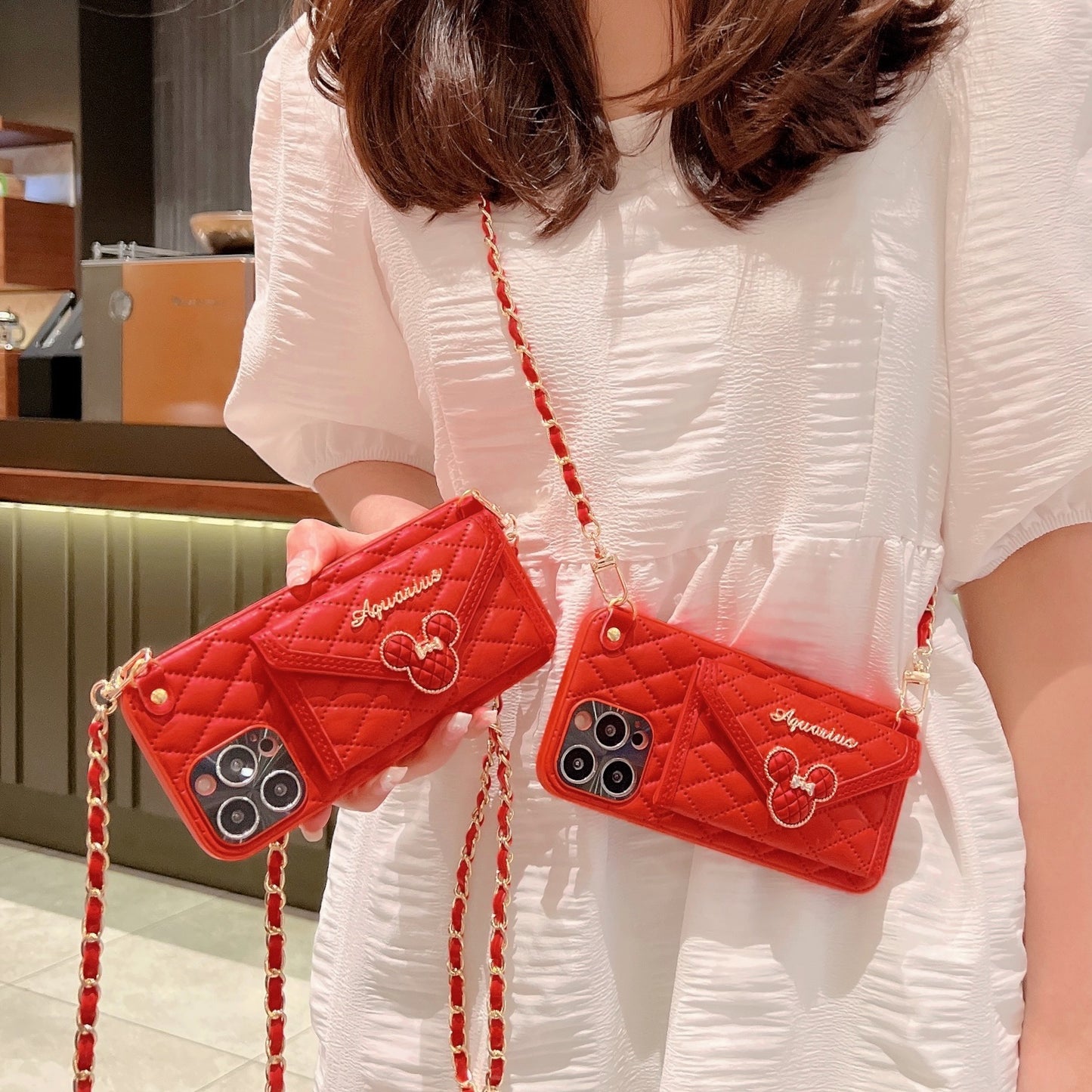 Oriseeasy iPhone Case Wallet Crossbody with long strap