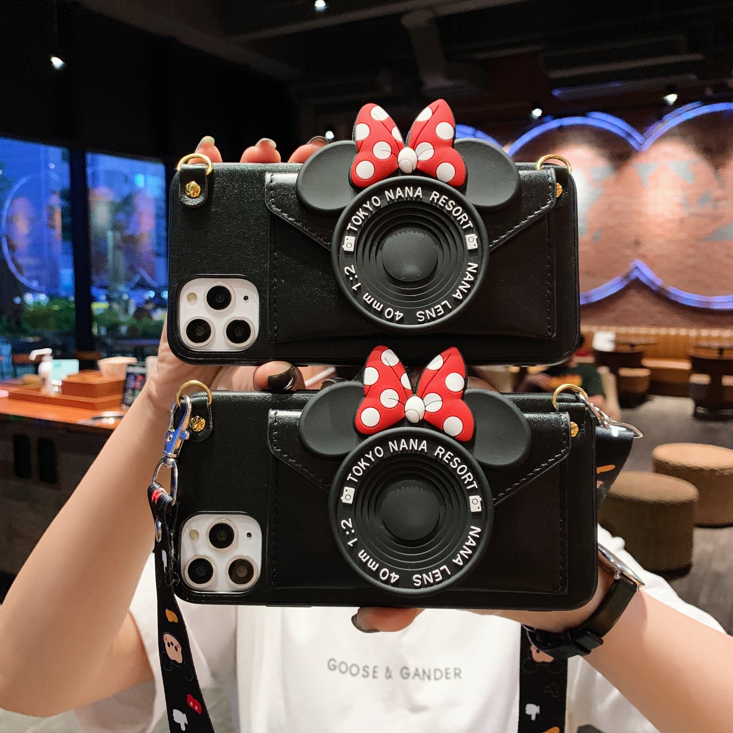 Oriseeasy Iphone Case crossbody wallet with 3D cute Camera mouse