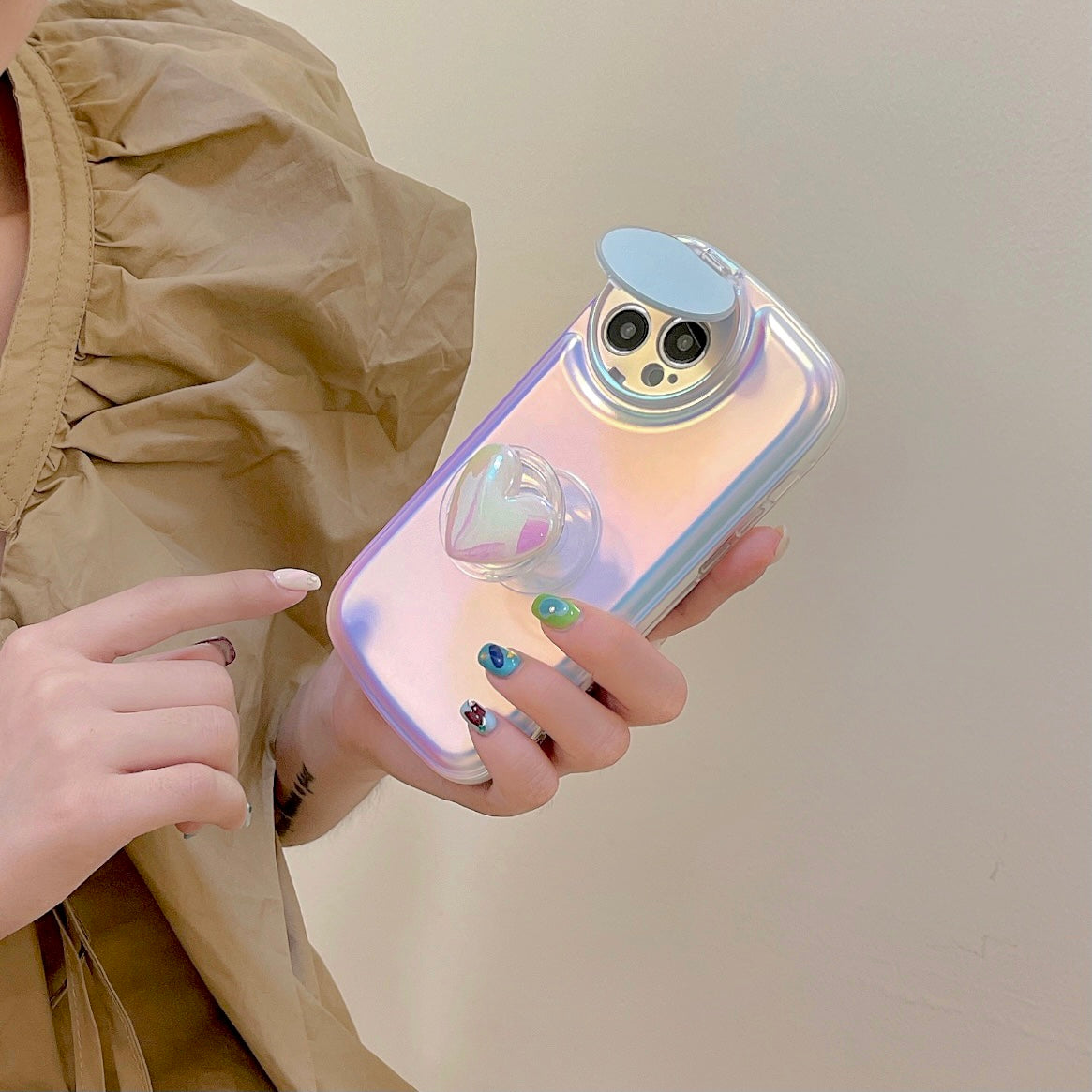 Oriseeasy iPhone Case with Heart Stand Mirror