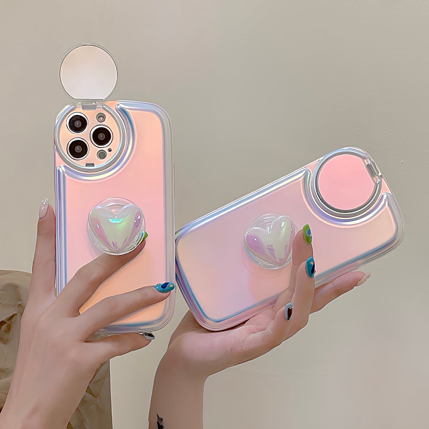 Oriseeasy iPhone Case with Heart Stand Mirror