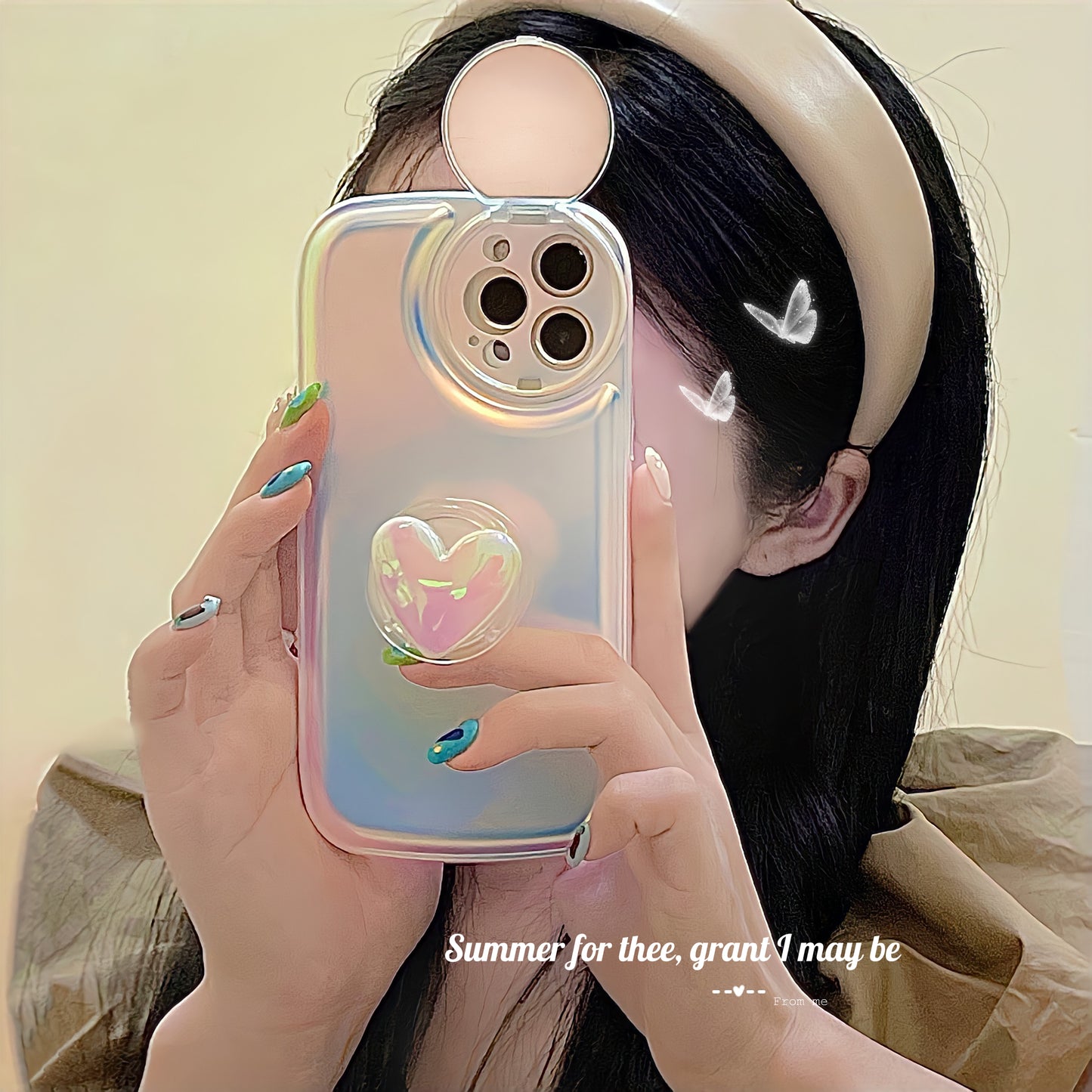 Oriseeasy iPhone Case with Heart Stand Mirror