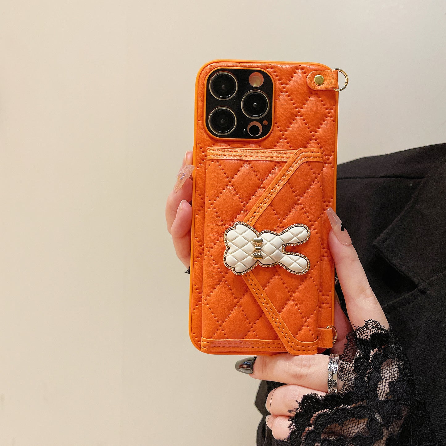 Orise Easy Luxury PU leather Crossbody Wallet case for iPhone ,Flip Card Pouch Cover Soft Silicone Case Long Shoulder Strap