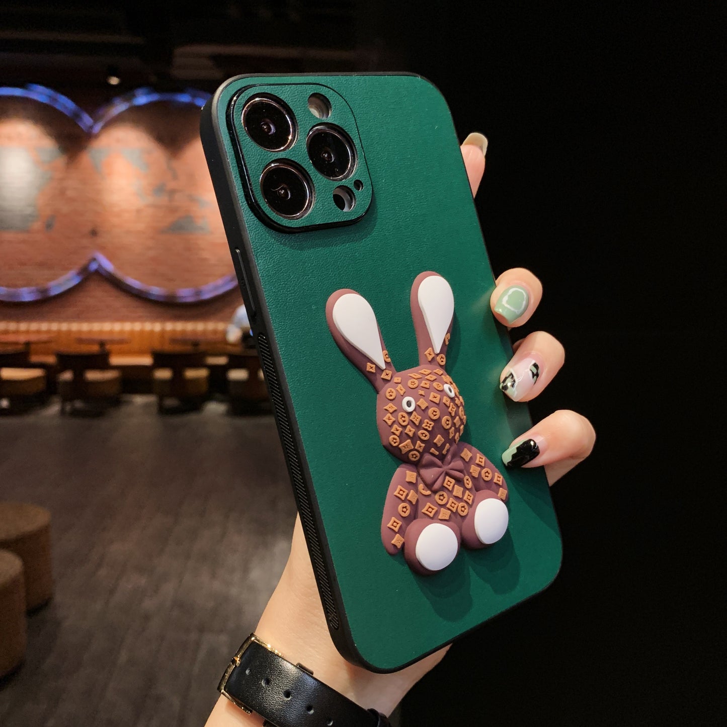 Orise Easy Crossbody iPhone Case PU Leather Long Strap Stand 3D Cute Rabbit Bunny
